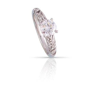 Milgrain Diamond Engagement Ring