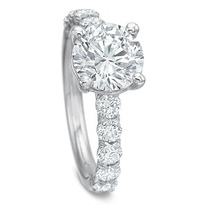 Half Round Diamond Solitaire Engagement Ring