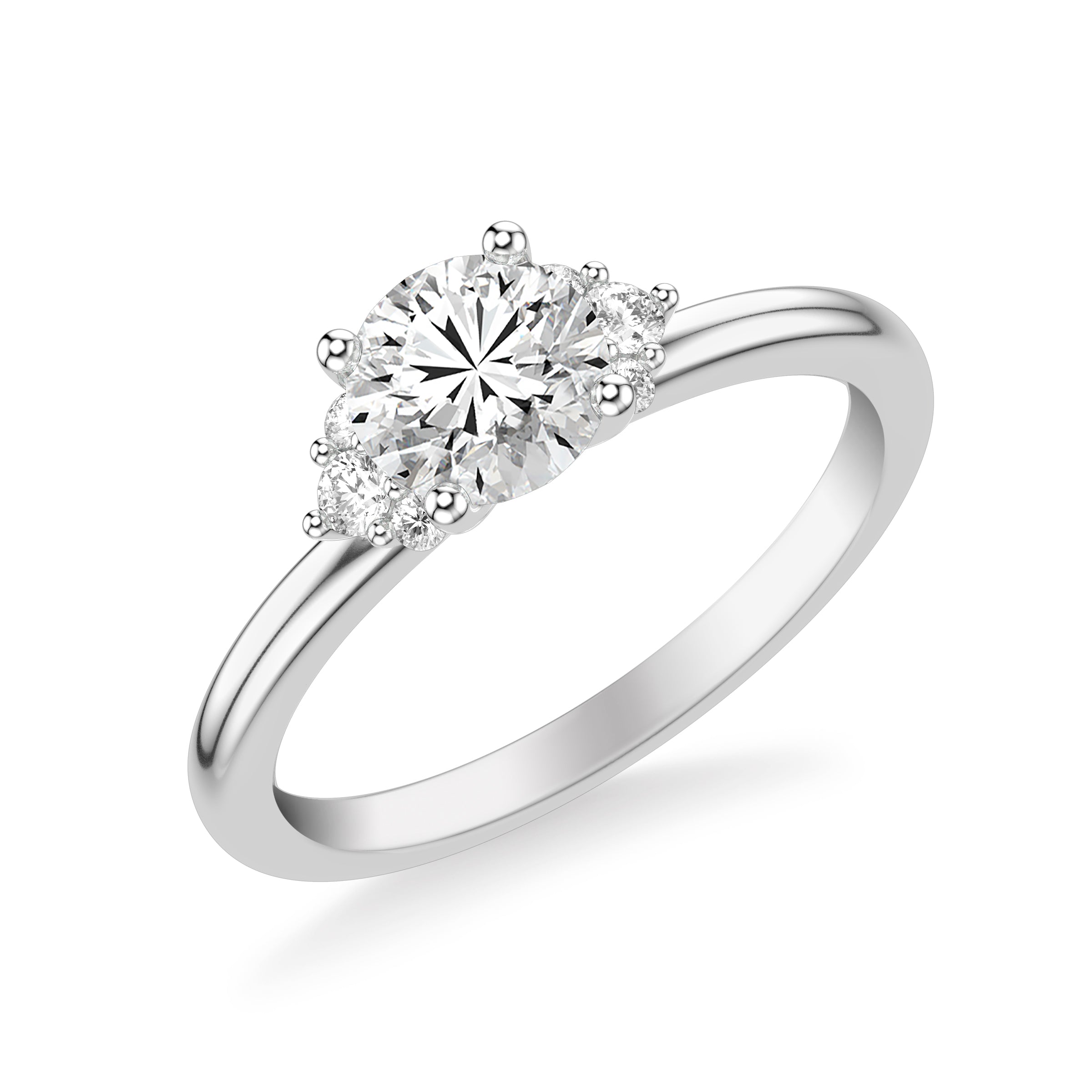 Cluster Sides Diamond Engagement Ring
