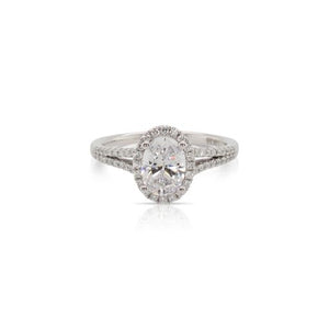 Oval Shaped Halo Diamond Engagement Ring