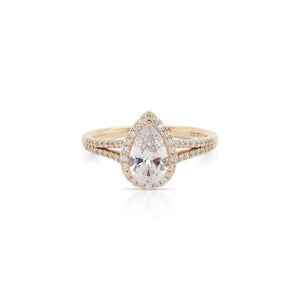 Pear Shaped Diamond Halo Engagement Ring