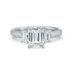 3 Stone Emerald Cut Diamond Engagement Ring