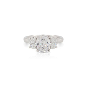 3 Stone Oval Diamond Engagement Ring