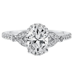 Oval Shaped Diamond Floral Halo Engagement Ring