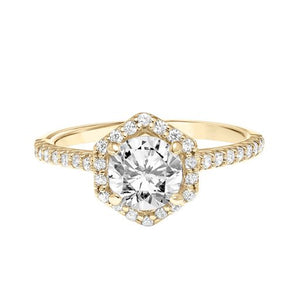 Hexagon Halo Diamond Engagement Ring
