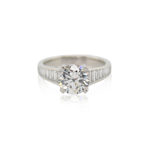 Diamond Platinum Crisscut Engagement Ring