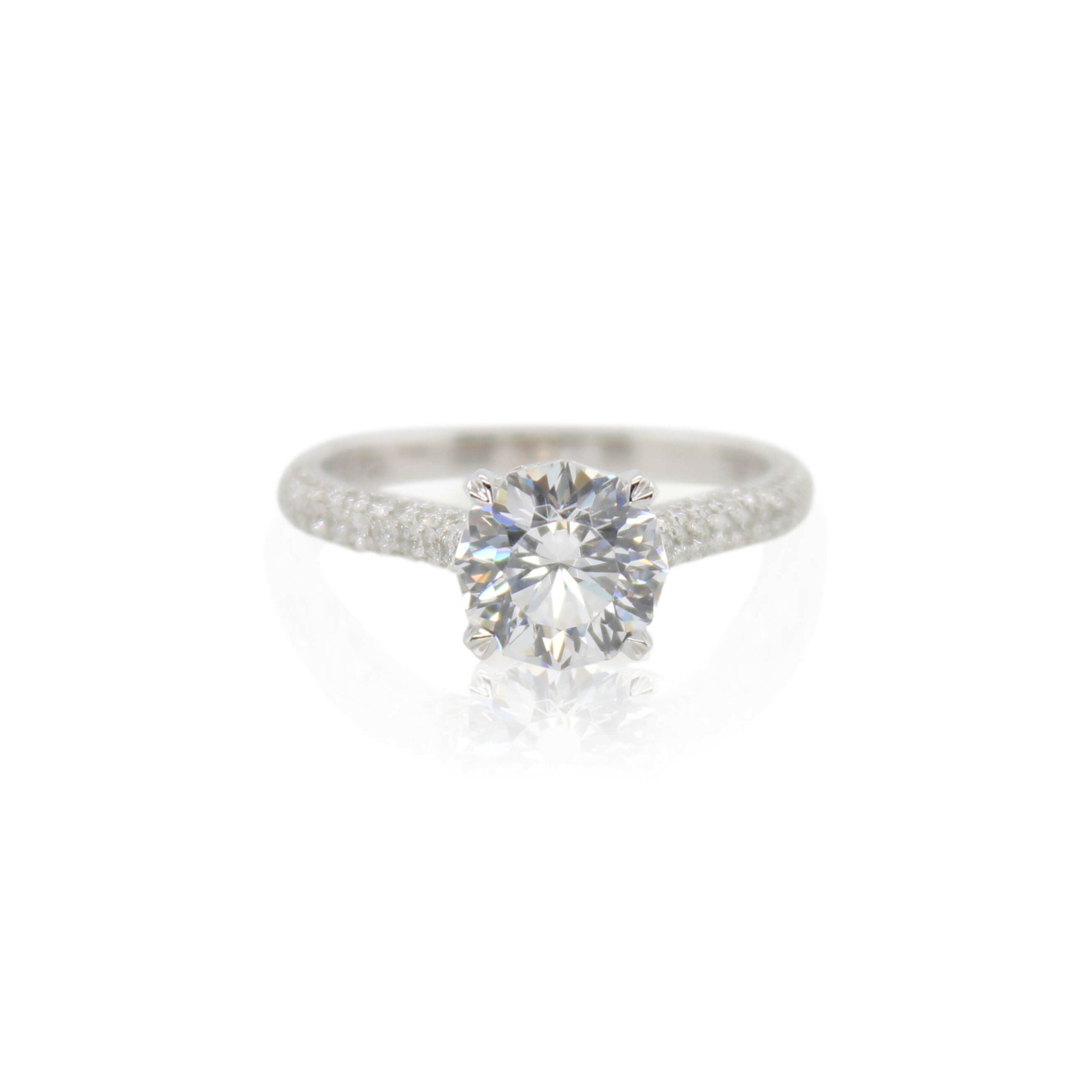 Tri Side Diamond Engagement Ring