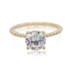Diamond Solitaire Beaded Engagement Ring