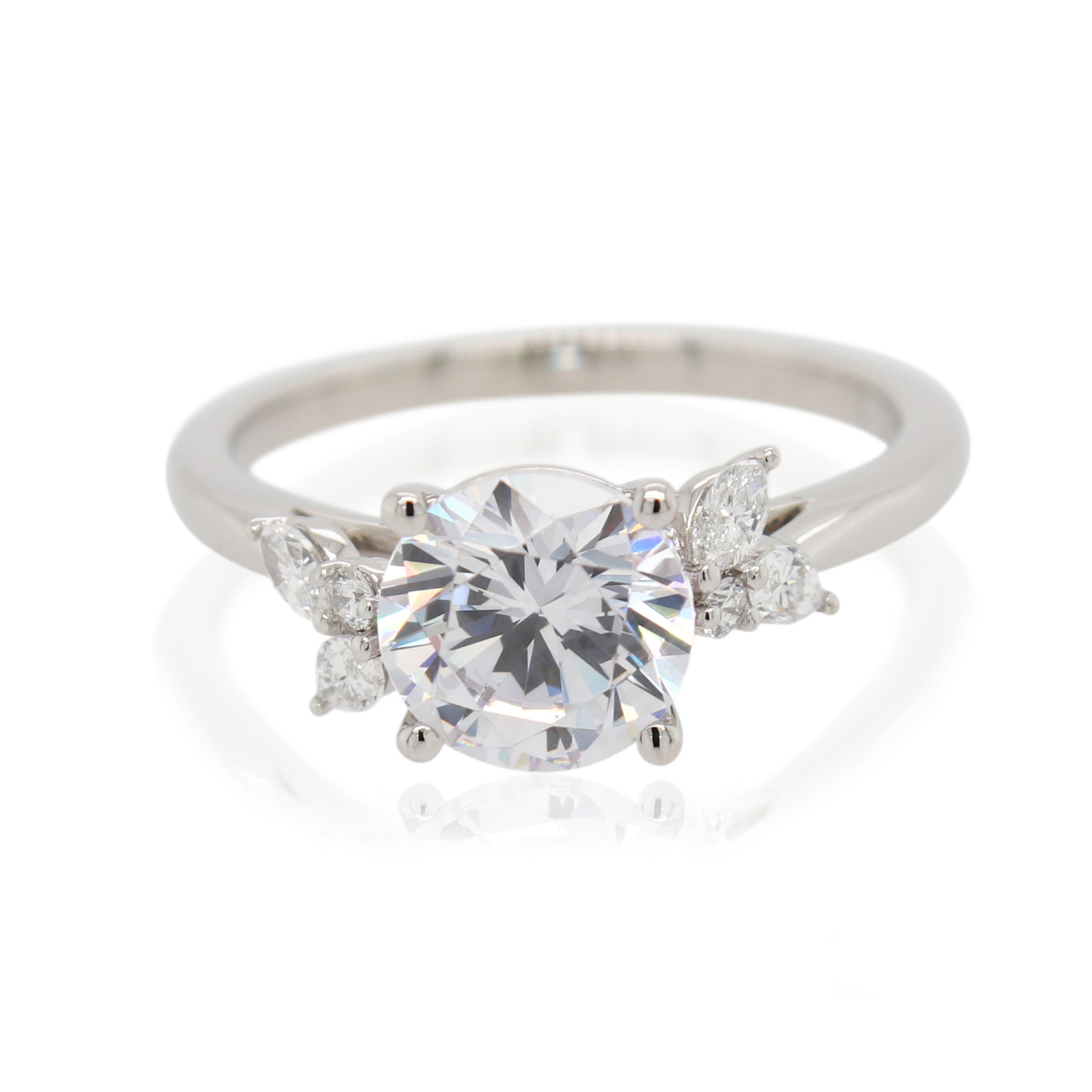 Marquise & Round Diamond Accented Engagement Ring