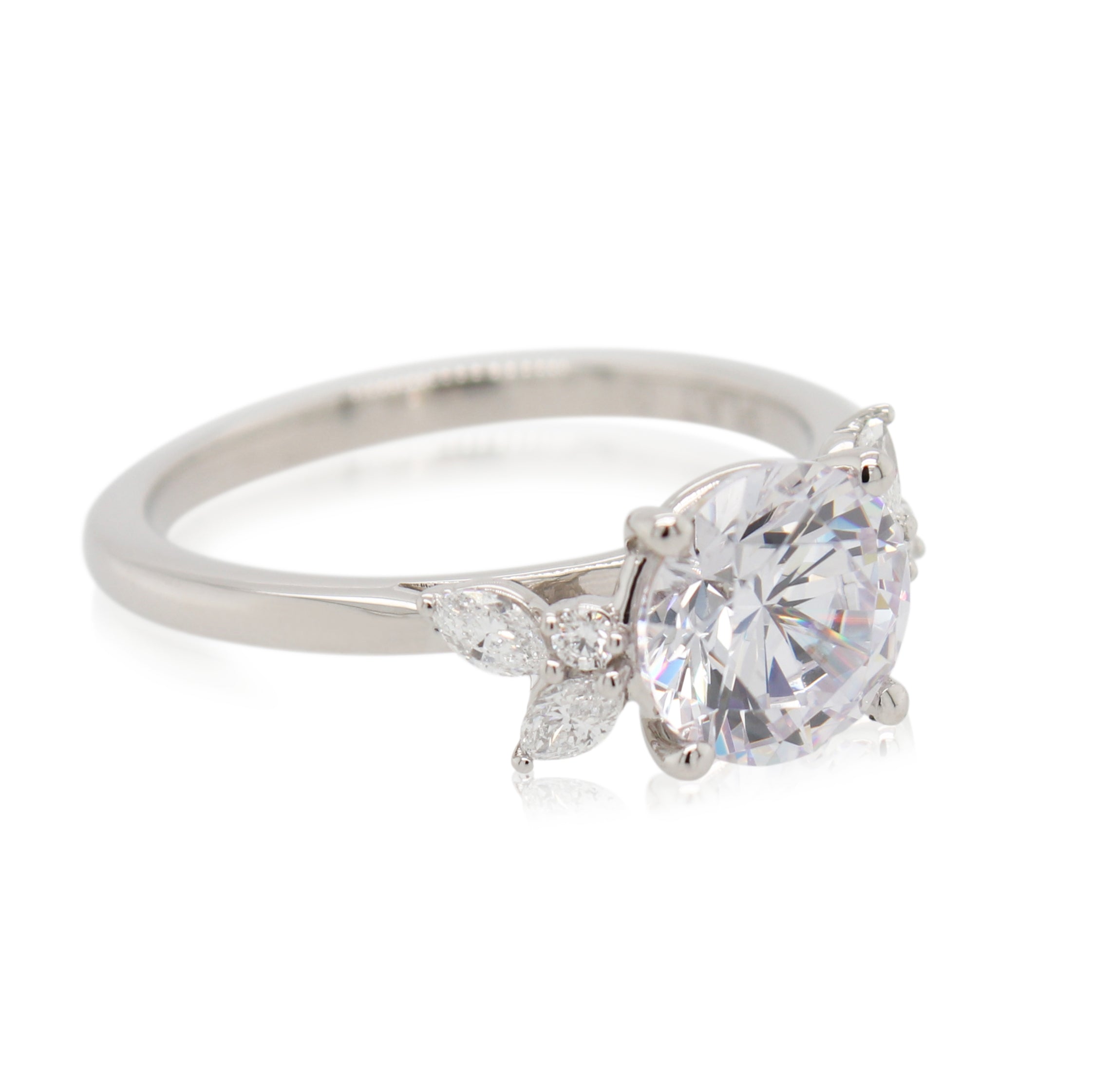 Marquise & Round Diamond Accented Engagement Ring