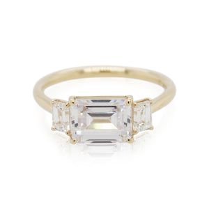 East West Set Emerald Cut Diamond Engagement Ring Mounting