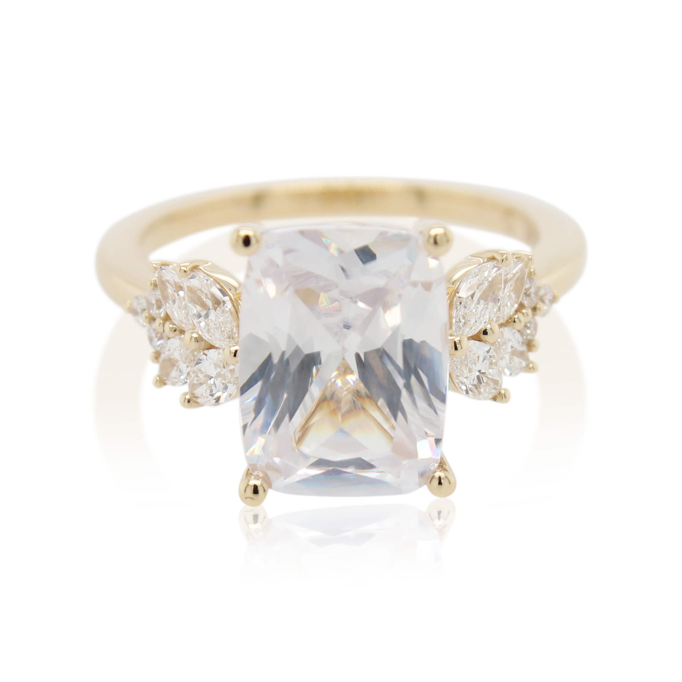 Floral Side Diamond Engagement Ring