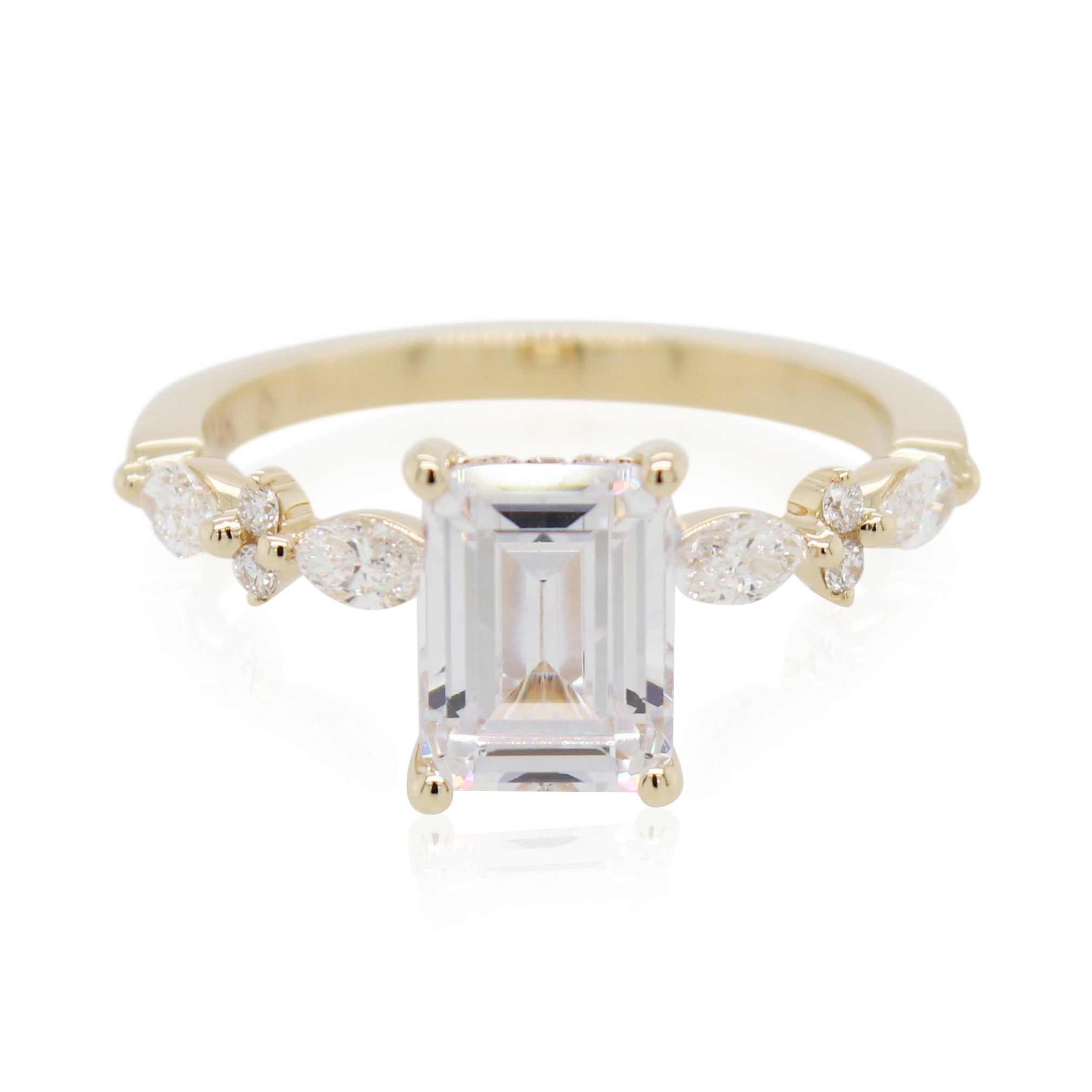 Marquise & Round Diamond Accented Engagement Ring