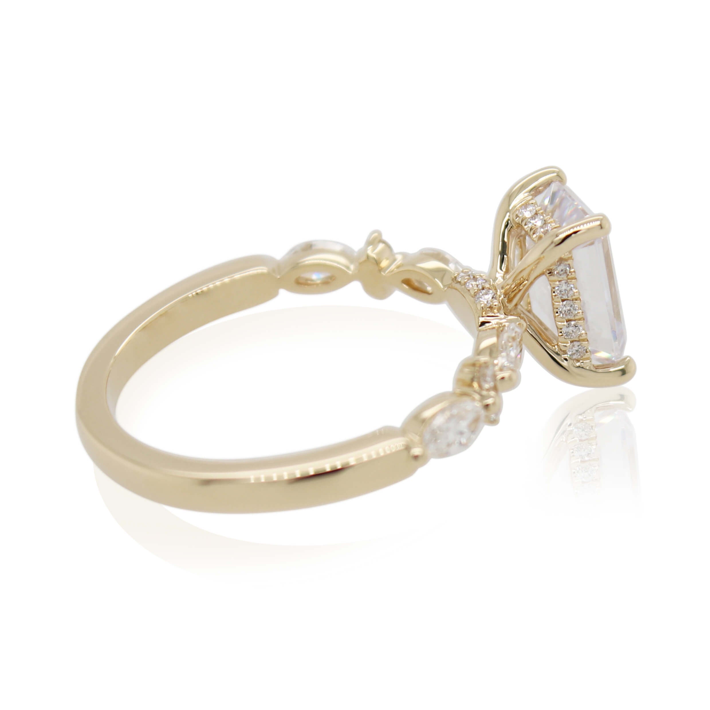 Marquise & Round Diamond Accented Engagement Ring