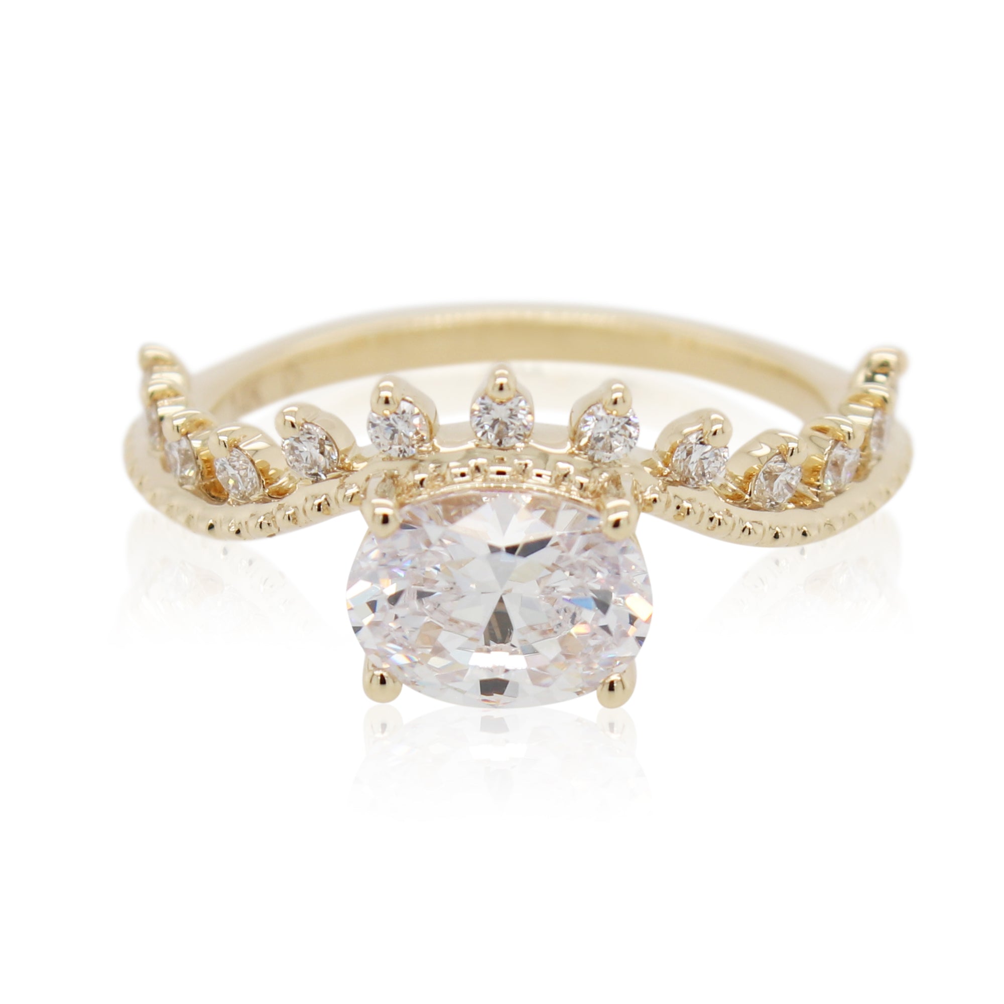 Beaded Accent Diamond Engagement Ring