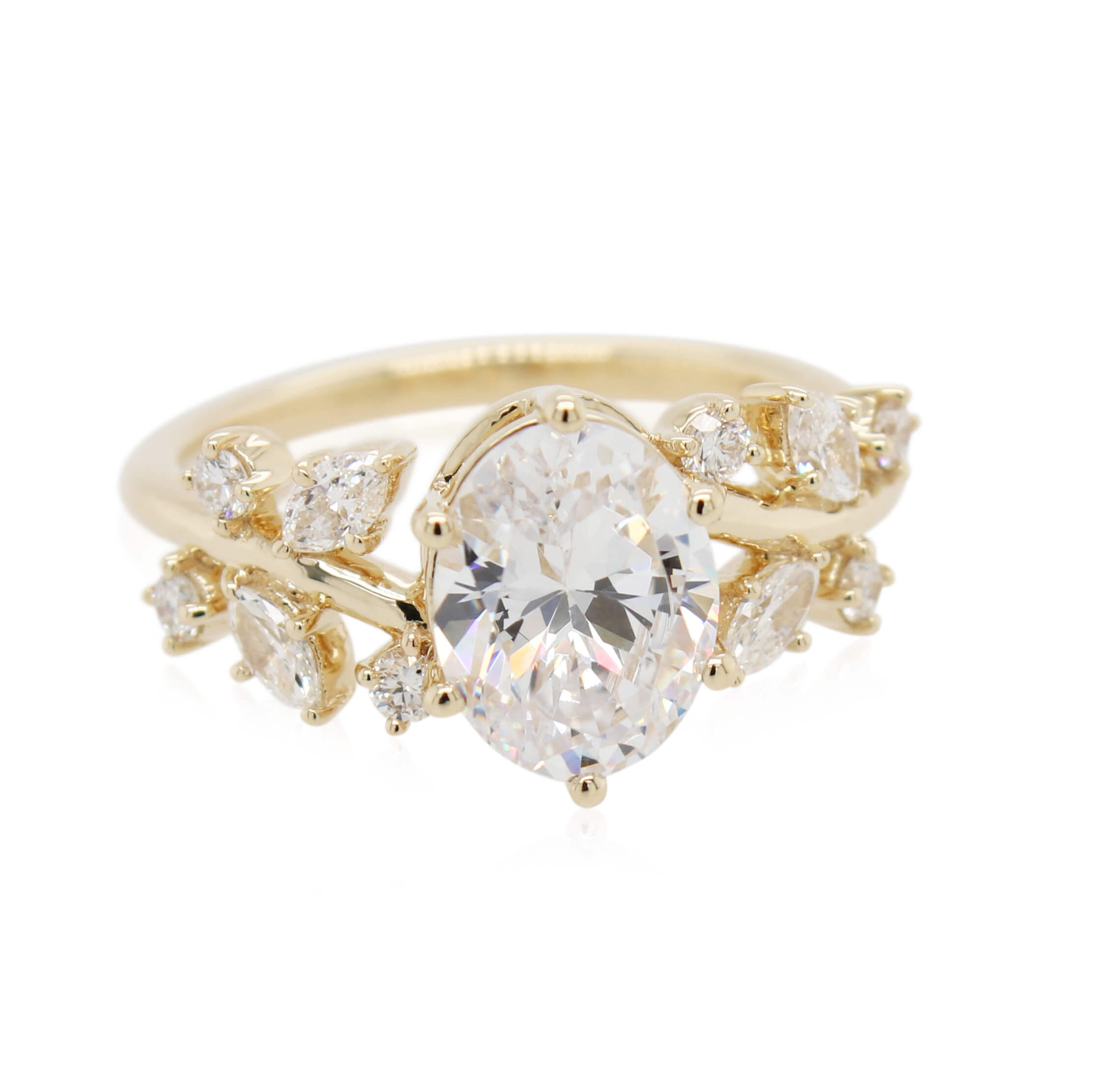 Marquise & Round Diamond Accented Engagement Ring