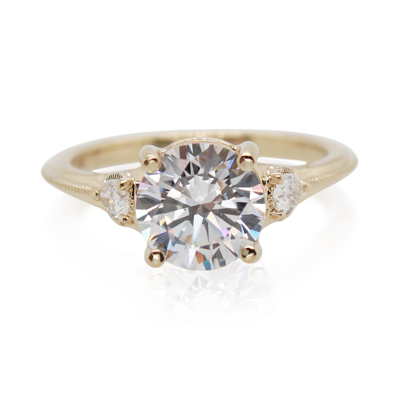 Yellow Gold Pear Shaped Diamond Accented Engagement Ring Mounting