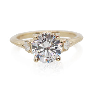 Yellow Gold Pear Shaped Diamond Accented Engagement Ring Mounting