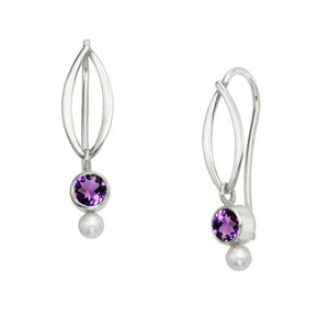 Freshwater Pearl and Amethyst Dew Drop Earrings