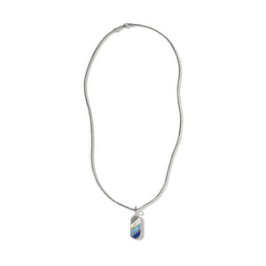 Classic Chain Mother of Pearl, Turquoise, and Lapis Lazuli Pendant