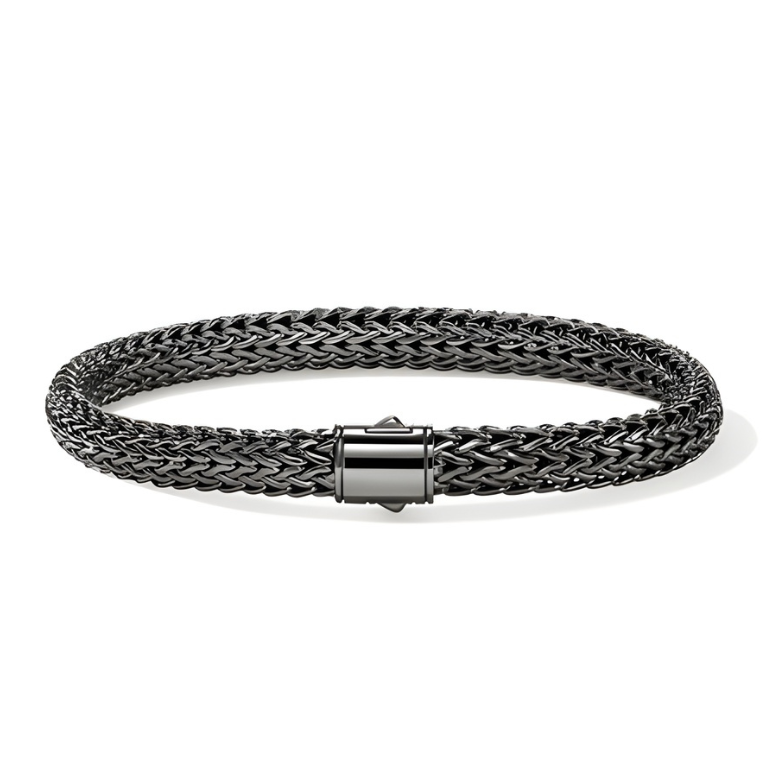 John Hardy 6.5mm Sterling Silver and Black Rhodium Bracelet