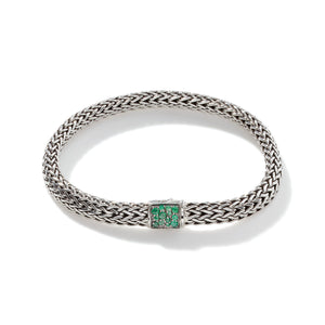 Emerald and Black Sapphire Reversible Classic Chain Bracelet