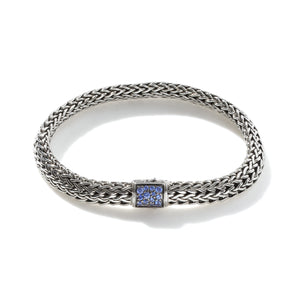 Black Sapphire and Blue Sapphire Classic Chain Bracelet