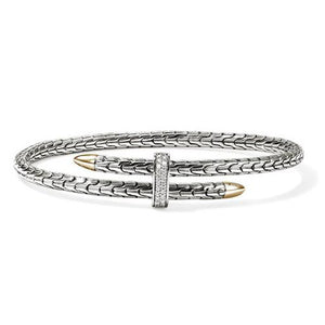 John Hardy Spear Collection Sterling Silver and Yellow Gold Diamond Bypass Cuff