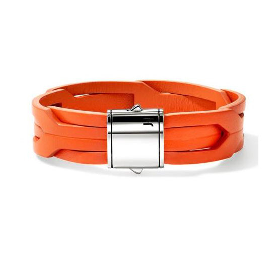 John Hardy Icon 50 Collection Orange Woven Leather Bracelet