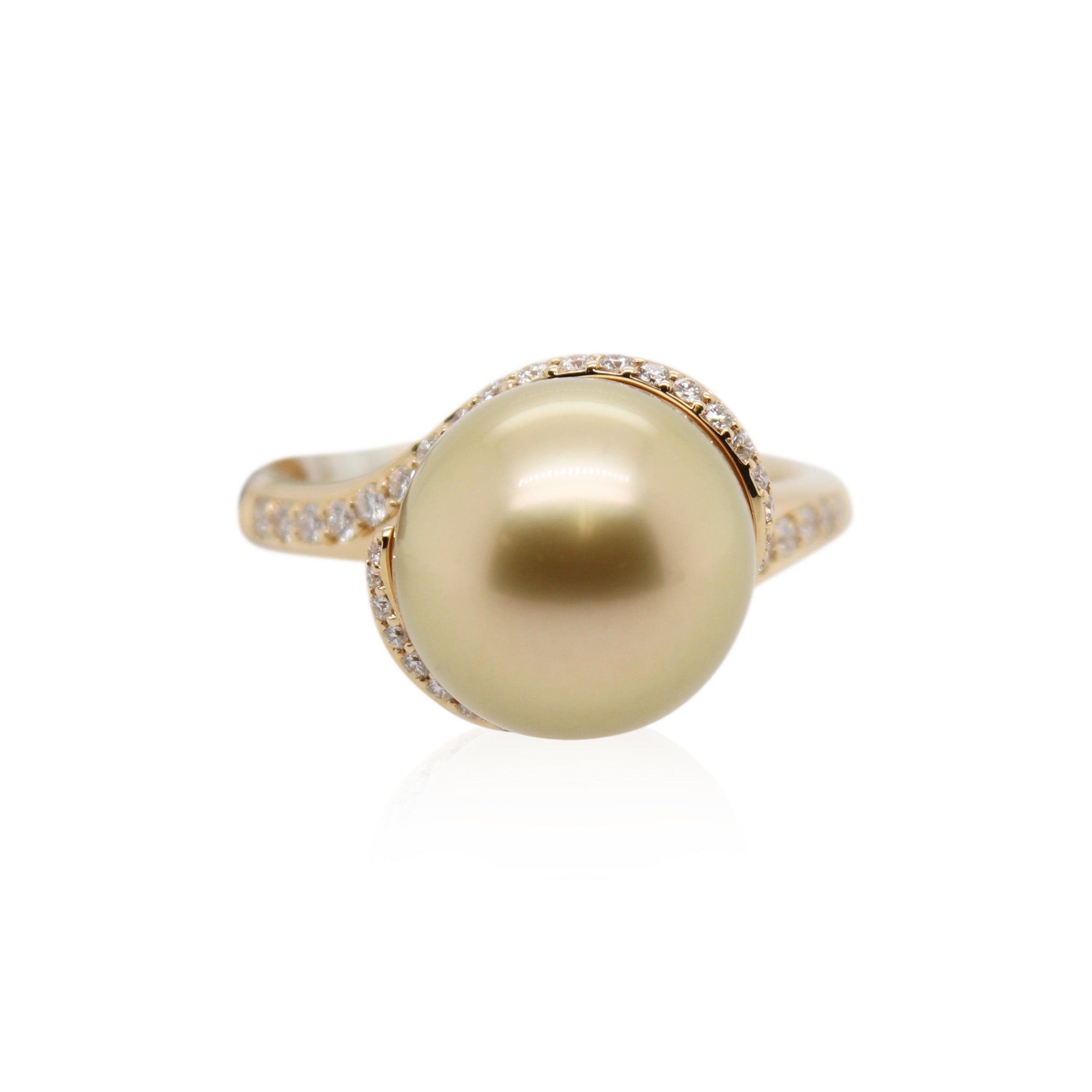 Mikimoto Golden South Sea Pearl and Diamond Ring
