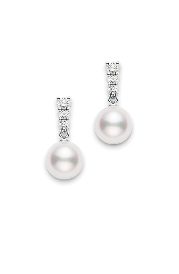 Mikimoto Pearl and Diamond Stud Earrings
