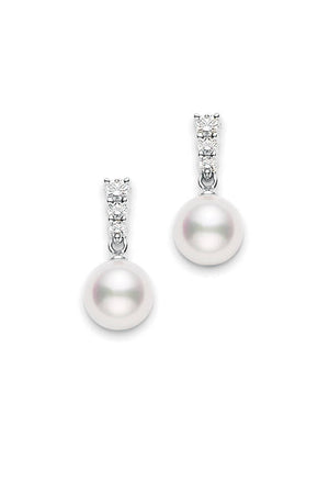Mikimoto Pearl and Diamond Stud Earrings