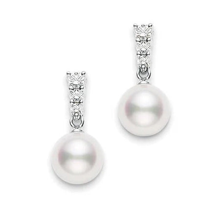 Mikimoto Pearl and Diamond Stud Earrings