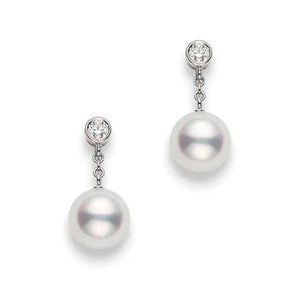 Mikimoto Pearl and Diamond Drop Earrings