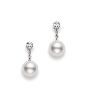 Mikimoto Pearl and Diamond Drop Earrings