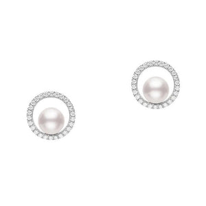 Mikimoto Diamond Halo Pearl Earrings