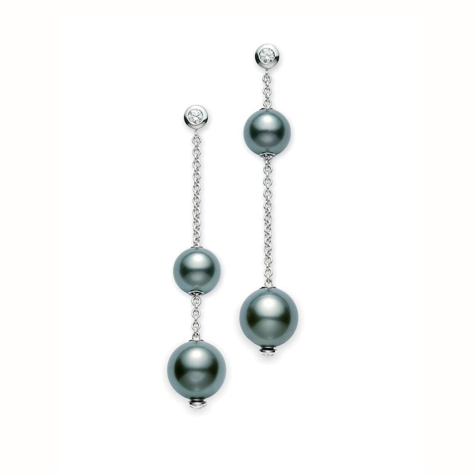 Mikimoto Black South Sea Pearl Dangle Earrings