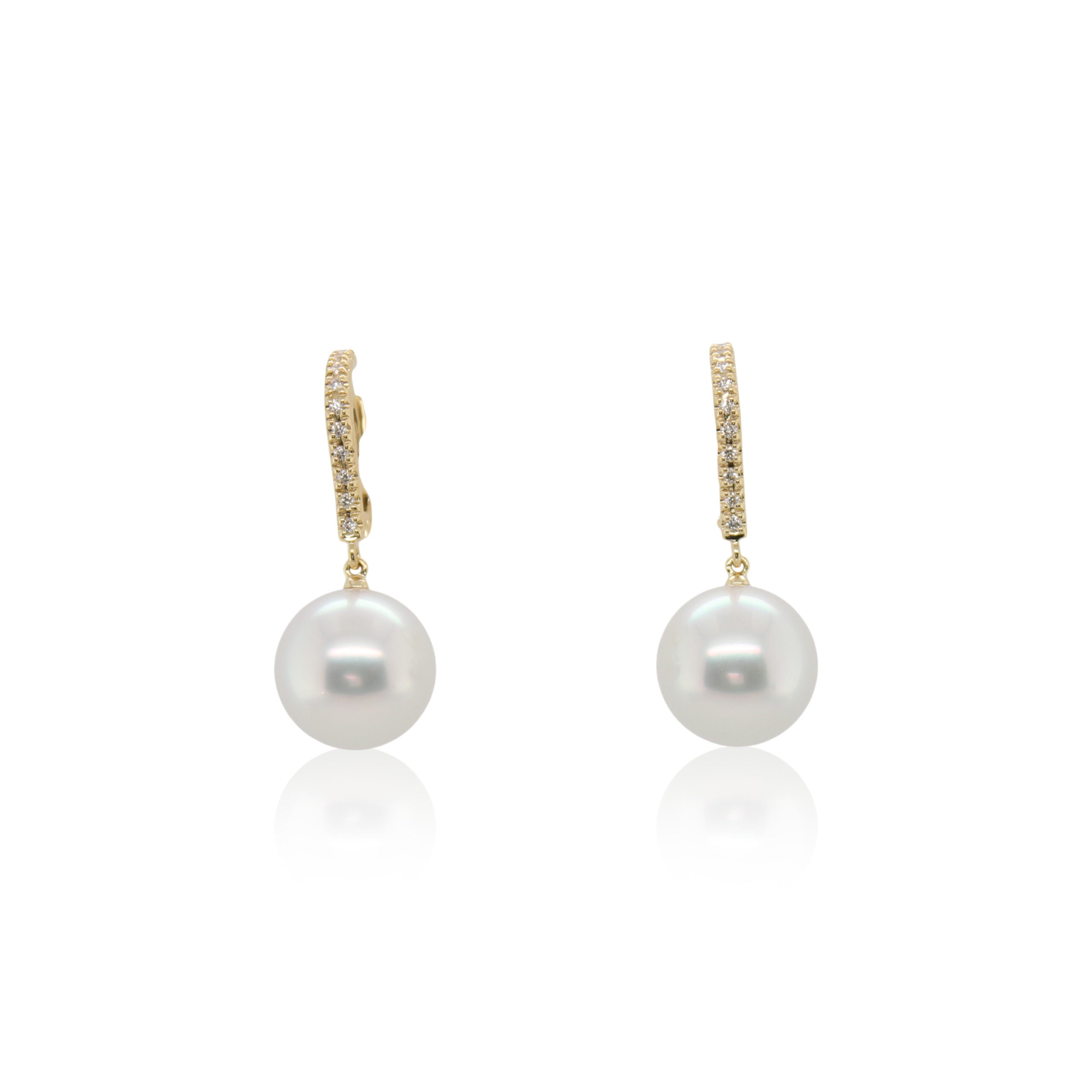 Mikimoto Akoya Pearl and Diamond Lever Back Earrings