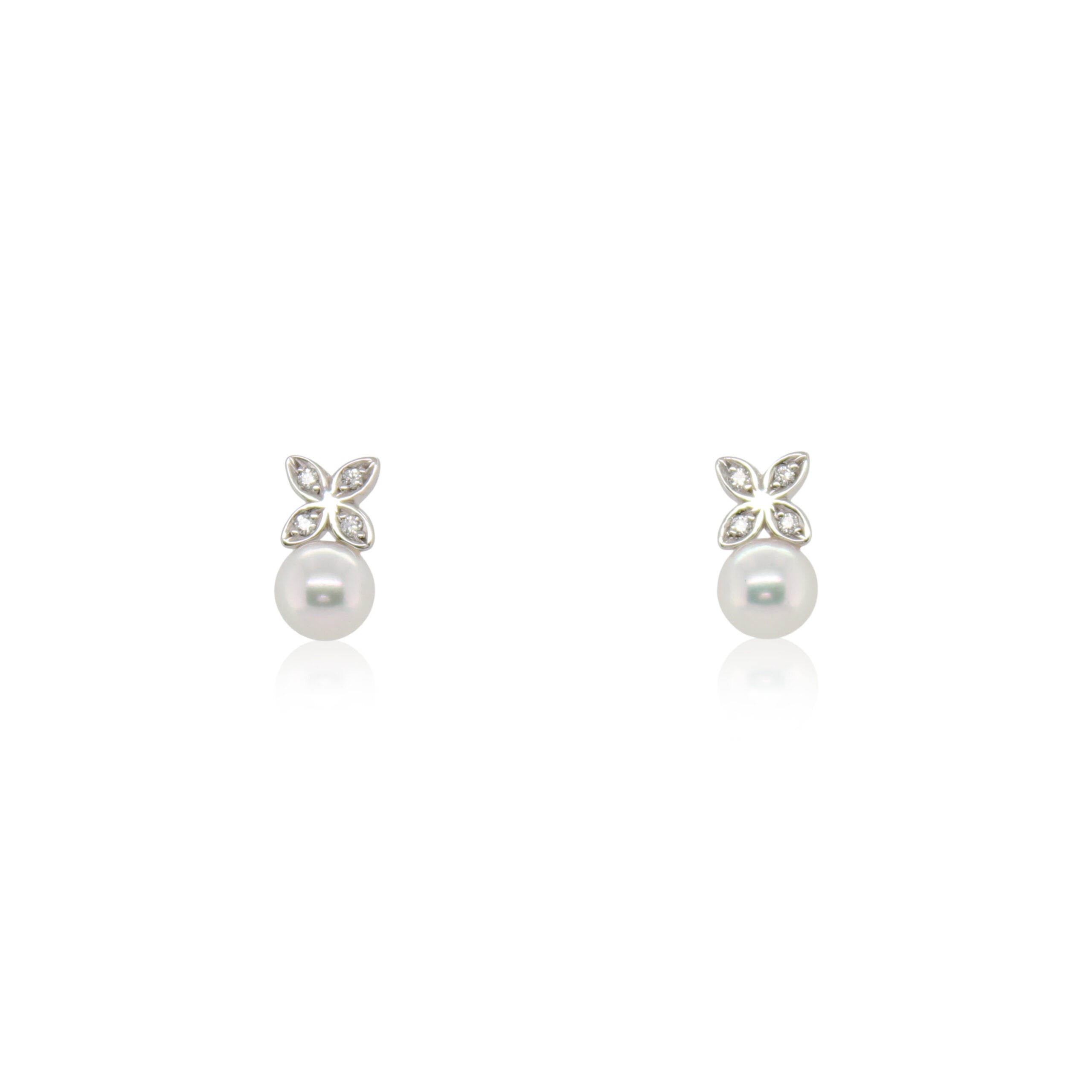Mikimoto Akoya Pearl and Diamond Floral Earrings