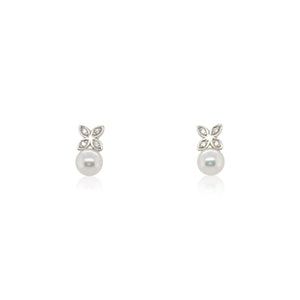 Mikimoto Akoya Pearl and Diamond Floral Earrings