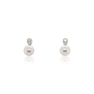 Mikimoto Akoya Pearl and Diamond Morning Dew Drop Earrings