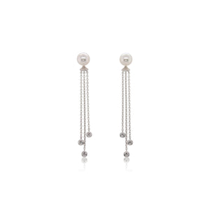 Mikimoto Akoya Pearl and Diamond Dangle Earrings