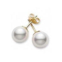 Mikimoto 7mm Yellow Gold Pearl Studs