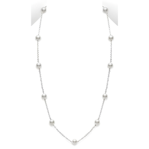 Mikimoto White Gold Pearl Station Necklace