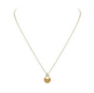 Mikimoto Yellow Gold Pearl and 0.03ct Diamond Pendant