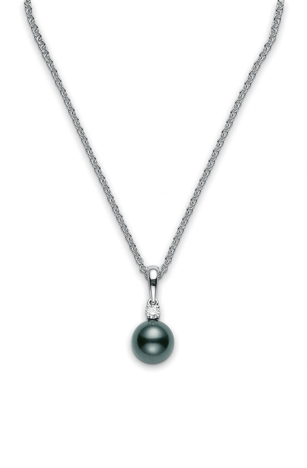 Mikimoto Black Pearl and Diamond Pendant