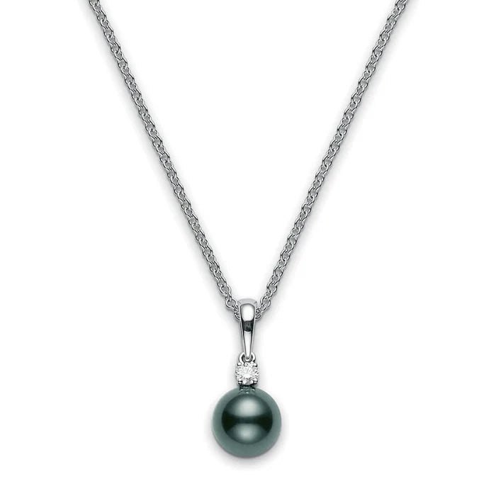 Mikimoto Black Pearl and Diamond Pendant