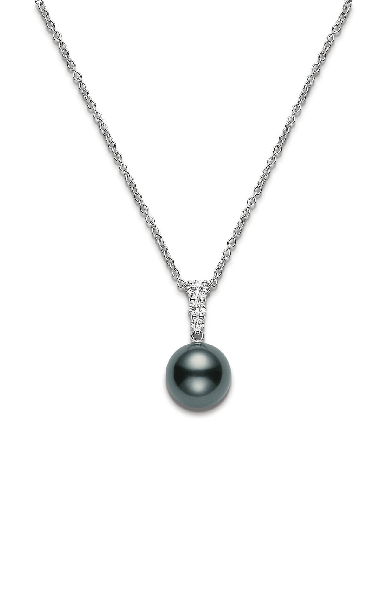 Mikimoto Black Pearl and Diamond Pendant