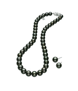 Mikimoto Black Pearl Necklace and Earrings Set