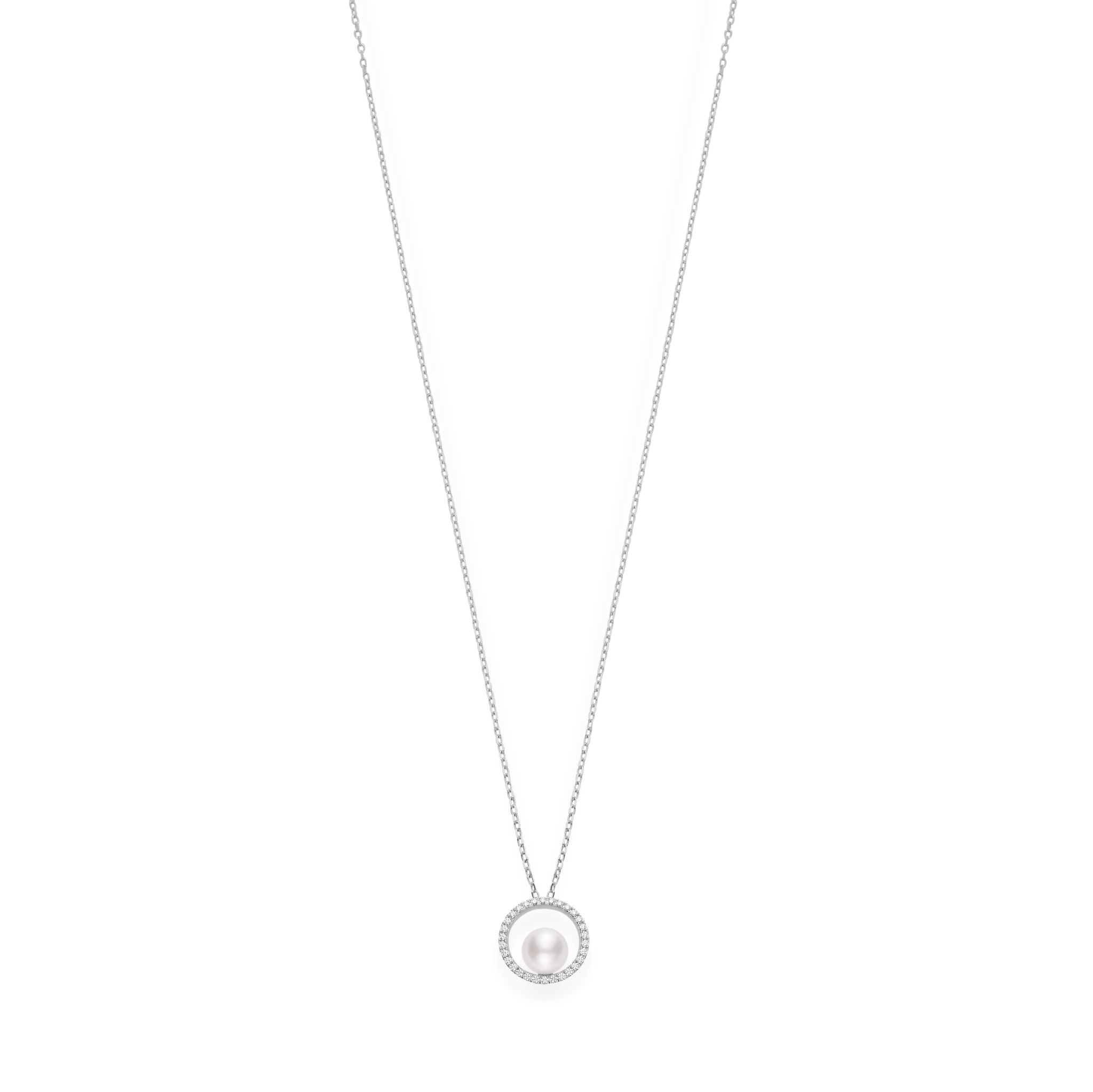 Mikimoto Diamond and Pearl Cradle Necklace